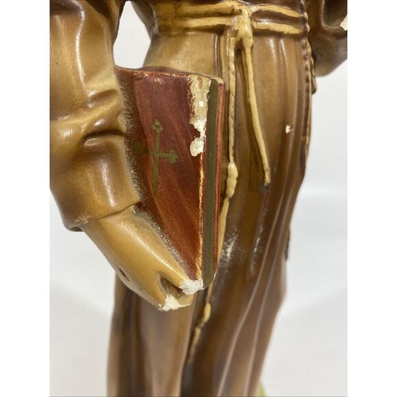 ANTIQUE Statue OF ST GERARD MAJELLA W/ SKULL PLASTER STATUE CATHOLIC ART 16” - Picture 9 of 16